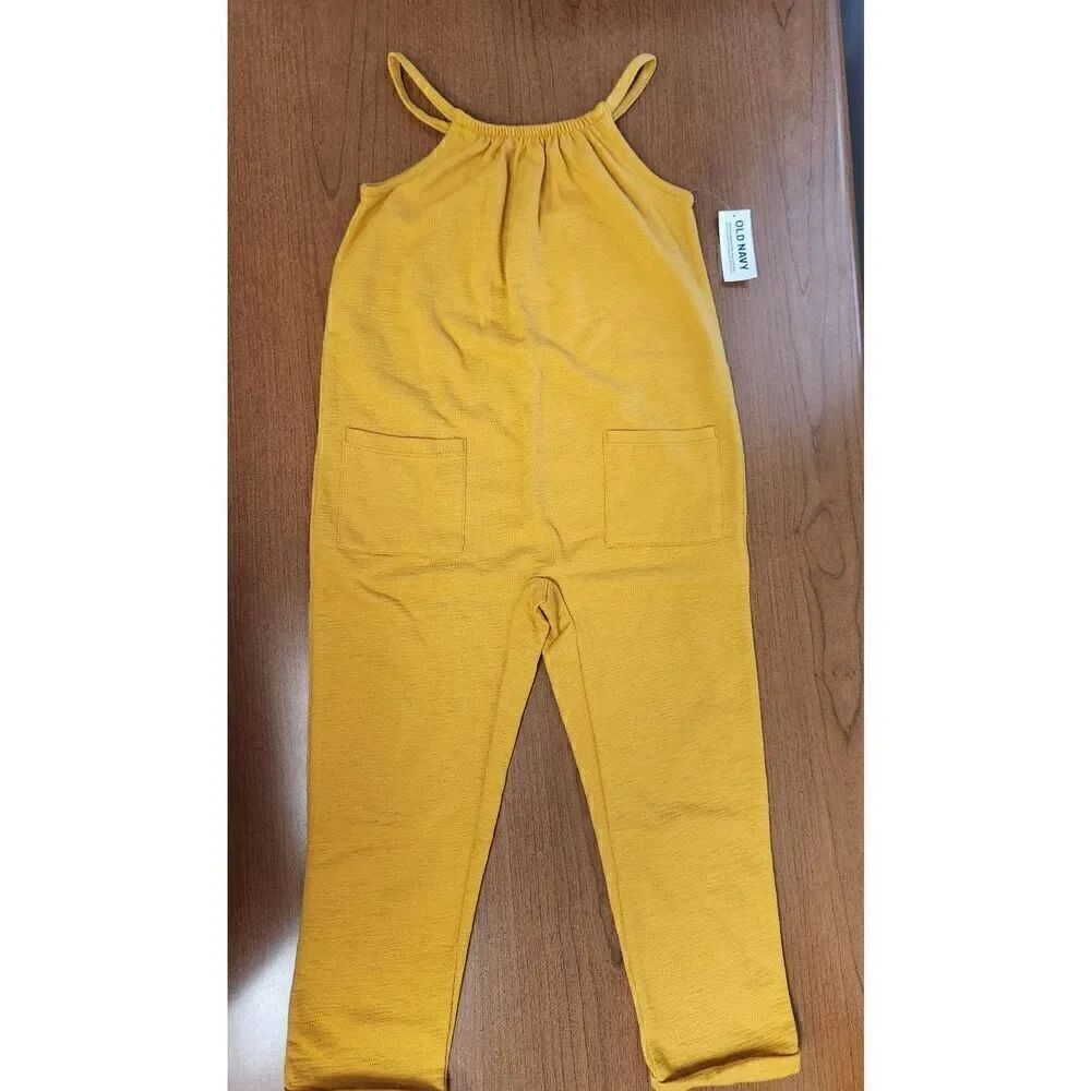 NWT Old Navy 5t mustard yellow sleeveless textured romper.